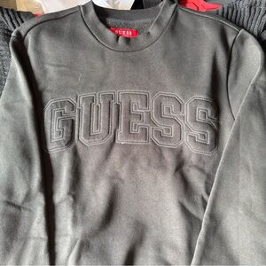 GUESS Men's Black Embroidered Logo Sweatshirt